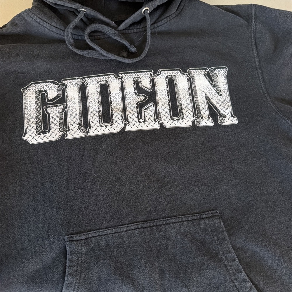 Gideon Band Hoodie Diamond Plate Logo Hardcore Metalcore Black M